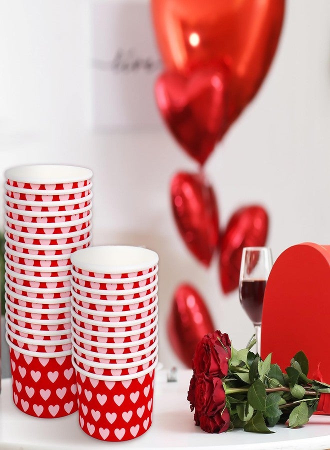 JarThenaAMCS مجموعة جارثينا إيه إم سي إس المكونة من 50 قطعة من أكواب الوجبات الخفيفة لعيد الحب، أوعية ورقية للاستخدام مرة واحدة بتصميم قلوب حمراء ووردية، مناسبة لحفلات الزفاف والذكرى السنوية وحفلات توديع العزوبية، 8 أونصة - Image 5